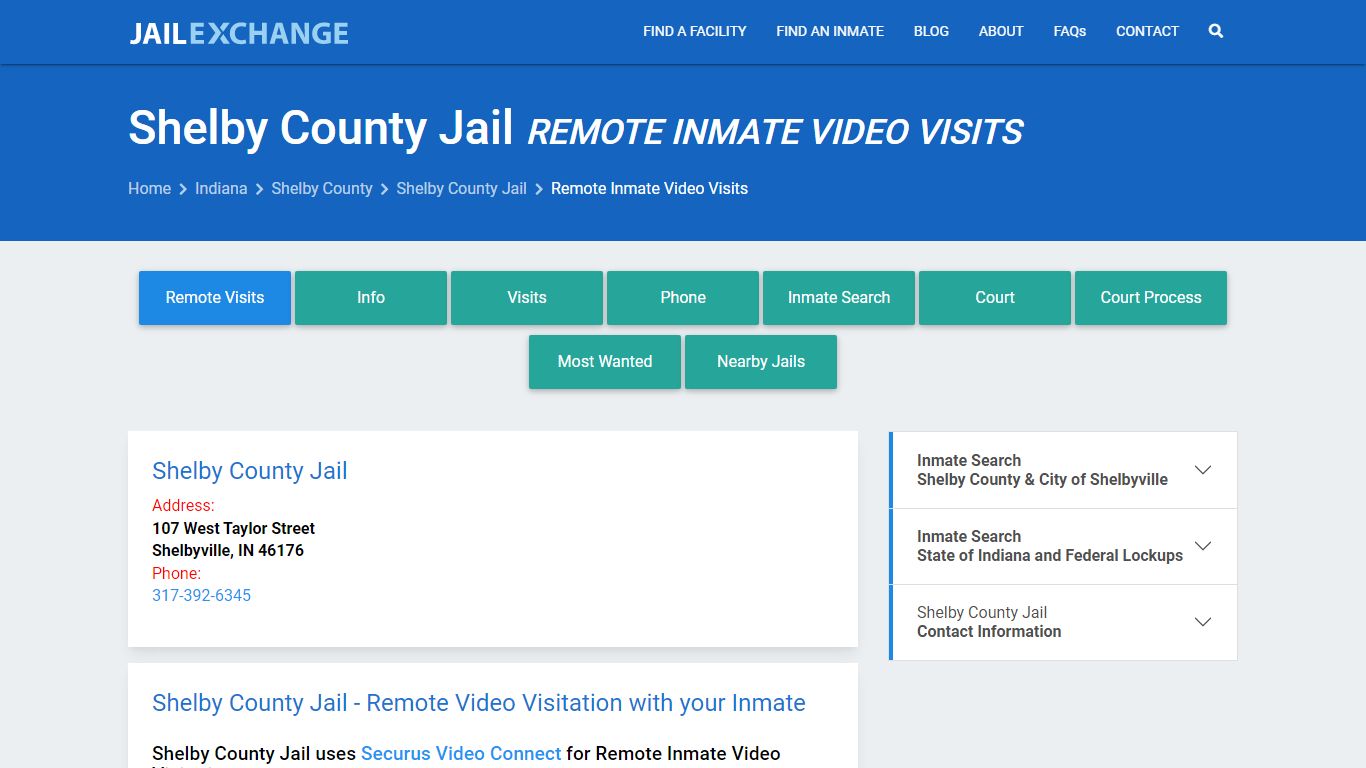 Video Visitation - Shelby County Jail, IN - Jail Exchange